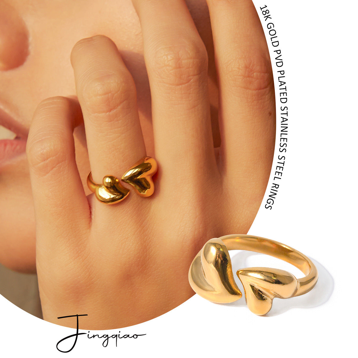 Heart Shape Open Rings